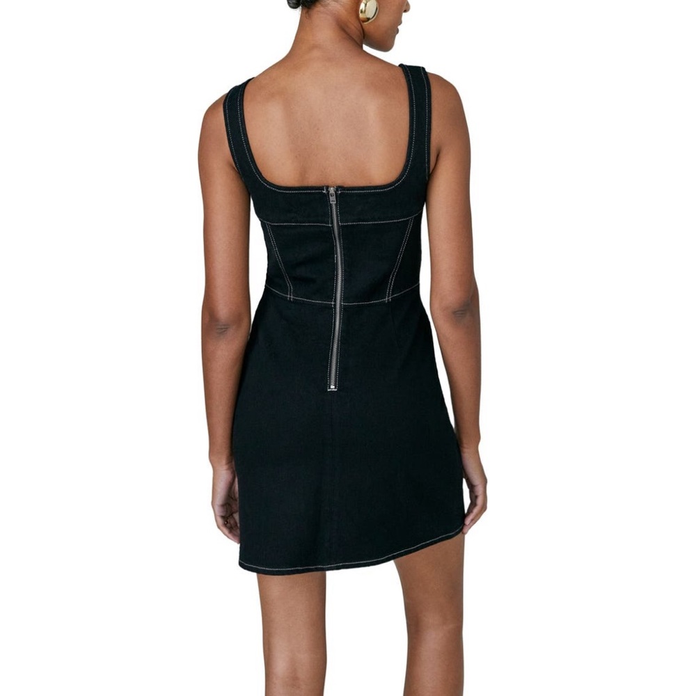 Reformation Black Denim Sleeveless Minidress NWT - Picture 3 of 16
